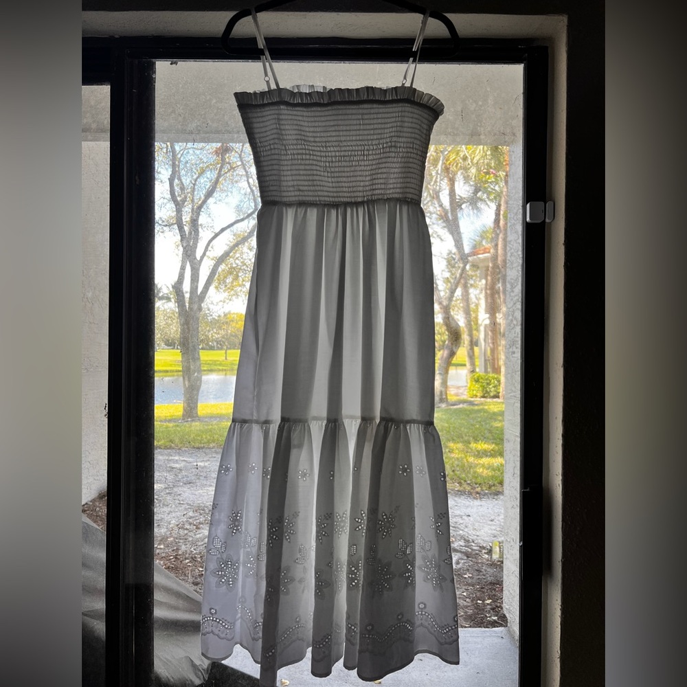 White eyelet midi dress